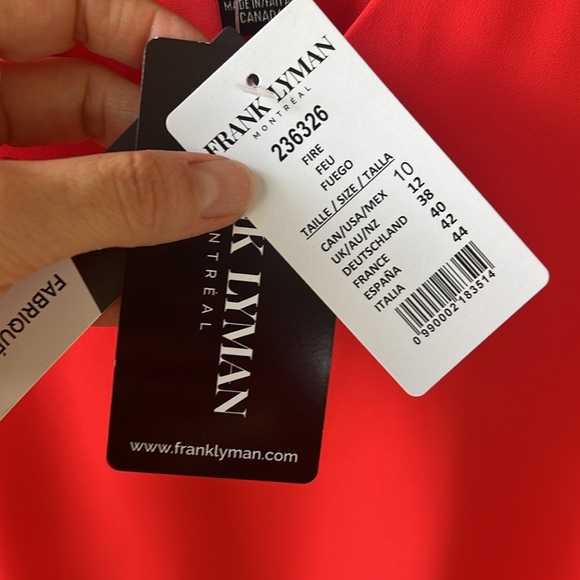 Frank Lyman Fire Woven Shift Dress New w Tags size 10 Flounce Sleeves - Picture 5 of 9